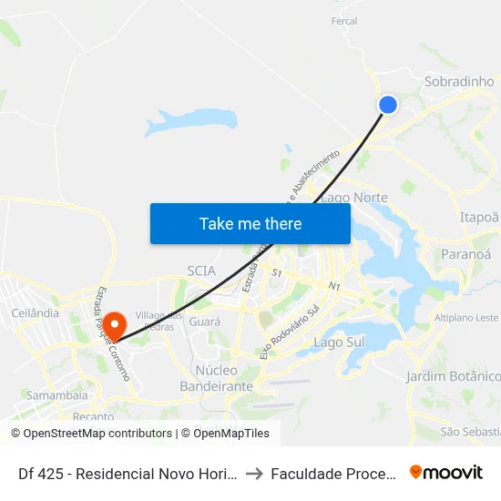 Df 425 - Residencial Novo Horizonte to Faculdade Processus map