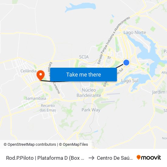 Rod.P.Piloto | Plataforma D (Box 16) to Centro De Saúde map
