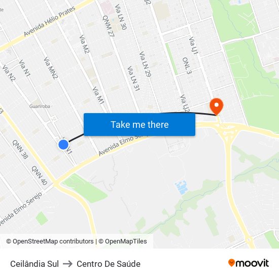 Ceilândia Sul to Centro De Saúde map