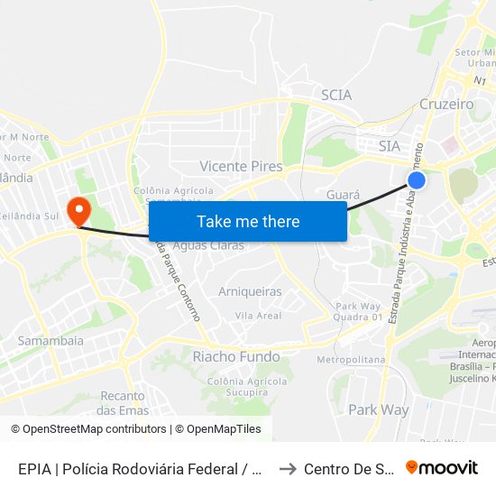 EPIA | Polícia Rodoviária Federal / NOVACAP to Centro De Saúde map