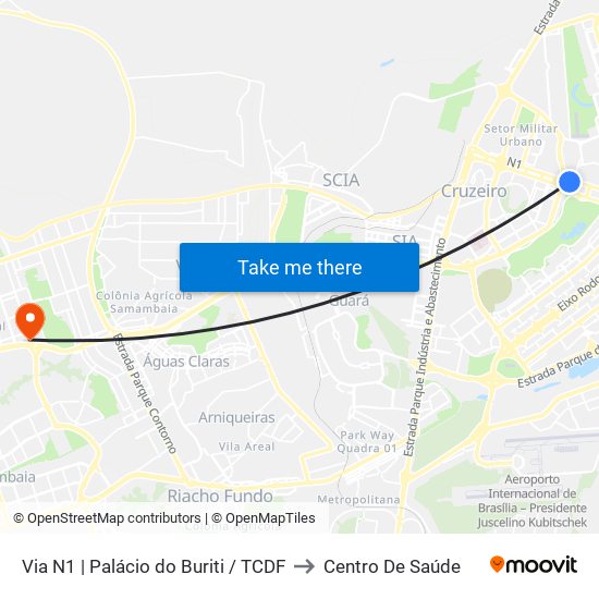 Via N1 | Palácio do Buriti / TCDF to Centro De Saúde map