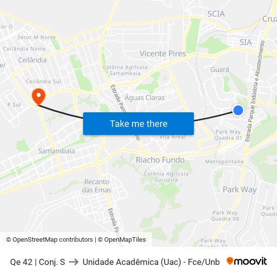 Qe 42 | Conj. S to Unidade Acadêmica (Uac) - Fce / Unb map