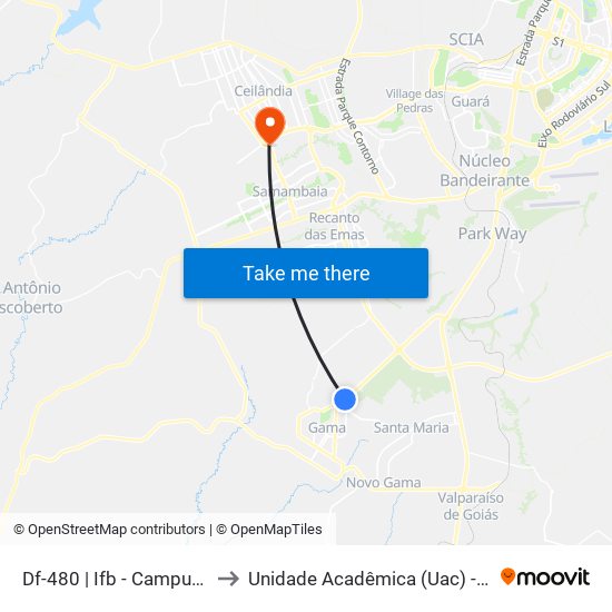 Df-480 | Ifb - Campus Gama to Unidade Acadêmica (Uac) - Fce / Unb map