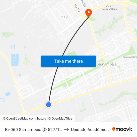Br-060 Samambaia (Q 527/Terminal Samambaia Sul) to Unidade Acadêmica (Uac) - Fce / Unb map
