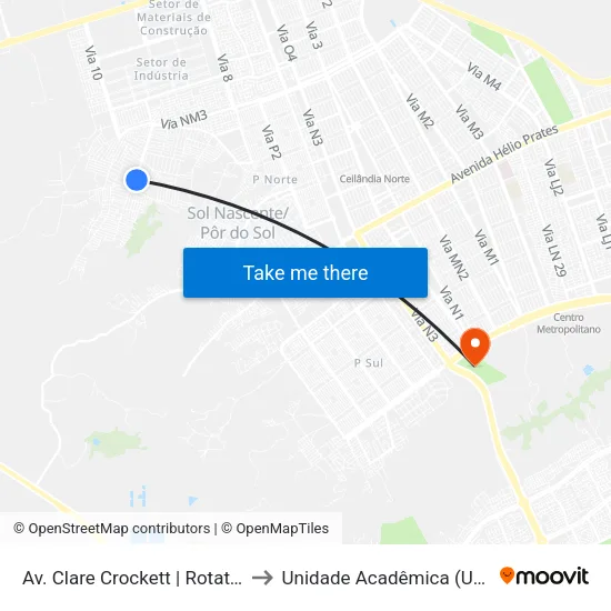 Av. Clare Crockett | Rotatória TremBão to Unidade Acadêmica (Uac) - Fce / Unb map