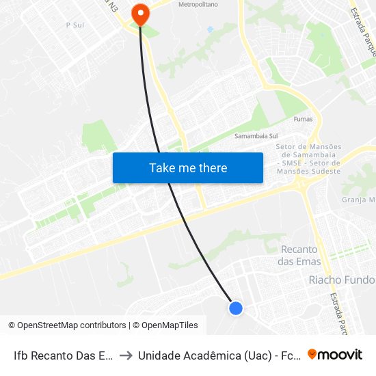 Ifb Recanto Das Emas to Unidade Acadêmica (Uac) - Fce / Unb map