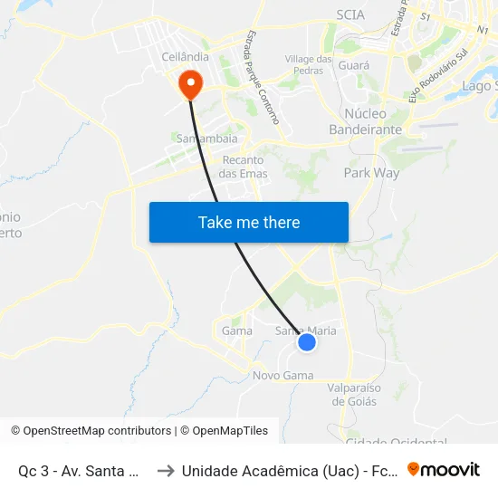 Qc 3 - Av. Santa Maria to Unidade Acadêmica (Uac) - Fce / Unb map
