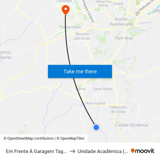Em Frente À Garagem Taguatur Novo Gama to Unidade Acadêmica (Uac) - Fce / Unb map