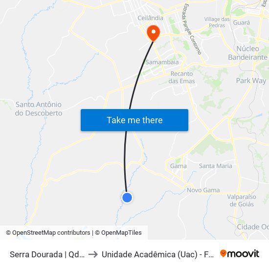 Serra Dourada | Qd. 23e to Unidade Acadêmica (Uac) - Fce / Unb map
