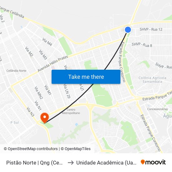 Pistão Norte | Qng (Ced 4 / Senac) to Unidade Acadêmica (Uac) - Fce / Unb map