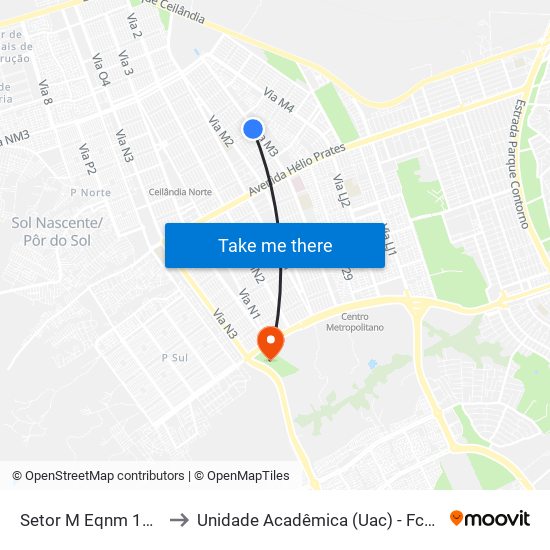 Setor M Eqnm 18/20 to Unidade Acadêmica (Uac) - Fce / Unb map