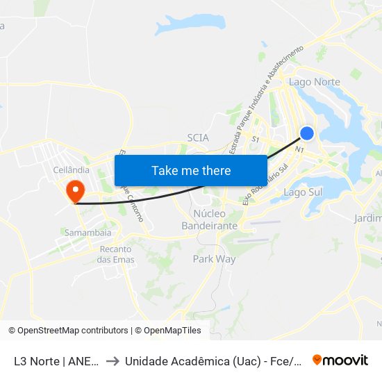 L3 Norte | ANEEL to Unidade Acadêmica (Uac) - Fce / Unb map