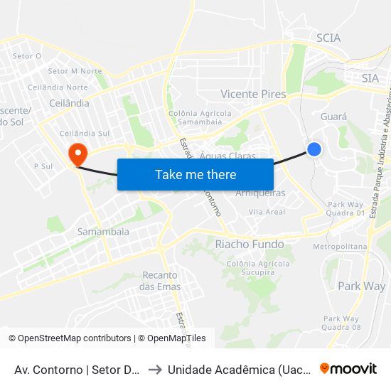 Av. Contorno | Setor De Oficinas to Unidade Acadêmica (Uac) - Fce / Unb map