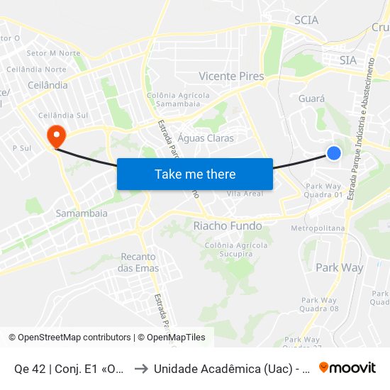 Qe 42 | Conj. E1 «Oposto» to Unidade Acadêmica (Uac) - Fce / Unb map