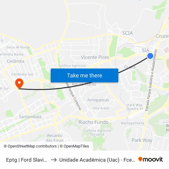 Eptg | Ford Slavieiro to Unidade Acadêmica (Uac) - Fce / Unb map