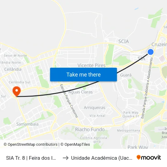 SIA Tr. 8 | Feira dos Importados to Unidade Acadêmica (Uac) - Fce / Unb map