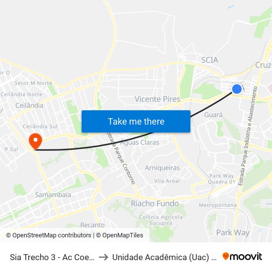 Sia Trecho 3 - Ac Coelho/Itaú to Unidade Acadêmica (Uac) - Fce / Unb map