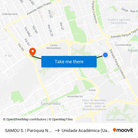 SAMDU S. | Paróquia N. Sra. Fátima to Unidade Acadêmica (Uac) - Fce / Unb map