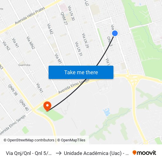 Via Qnj/Qnl - Qnl 5/7 (Brb) to Unidade Acadêmica (Uac) - Fce / Unb map