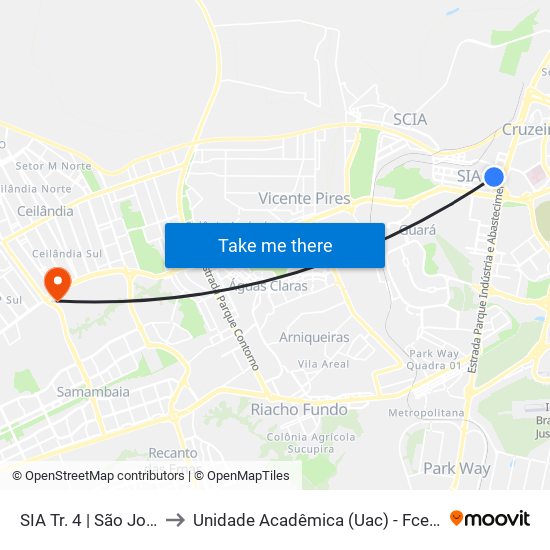 SIA Tr. 4 | São Jorge to Unidade Acadêmica (Uac) - Fce / Unb map
