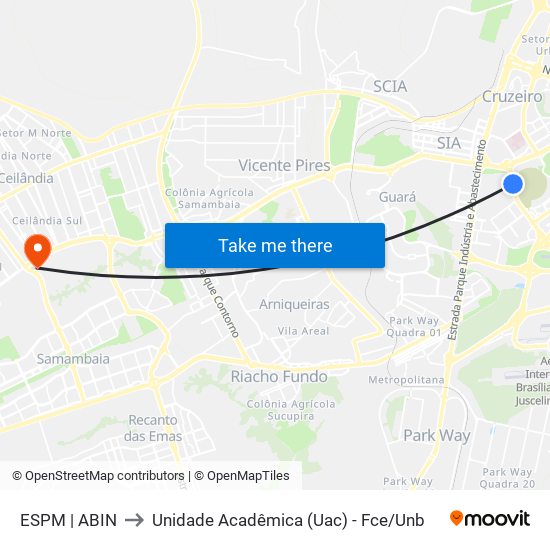 ESPM | ABIN to Unidade Acadêmica (Uac) - Fce / Unb map