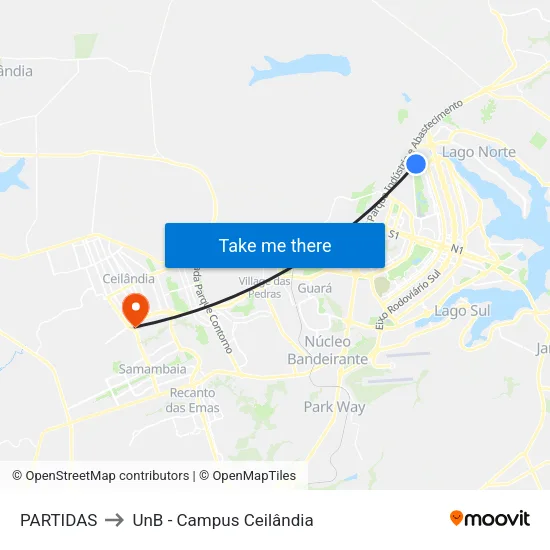 PARTIDAS to UnB - Campus Ceilândia map