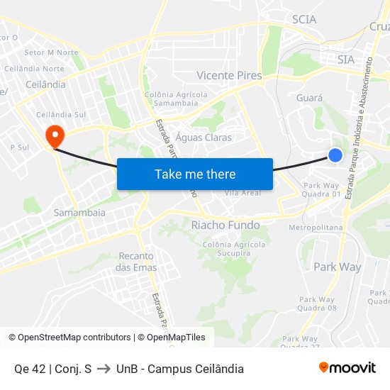 Qe 42 | Conj. S to UnB - Campus Ceilândia map