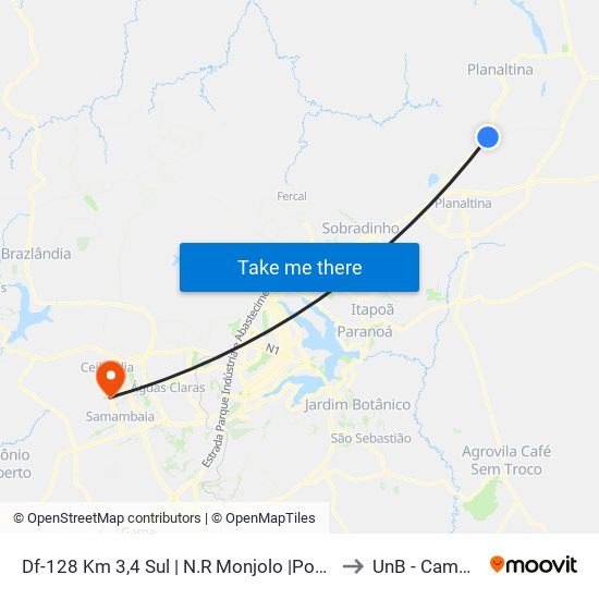 Df-128 Km 3,4 Sul | N.R Monjolo |Posto Bprv | Entroncamento Df-205 to UnB - Campus Ceilândia map