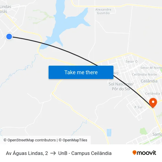 Av Águas Lindas, 2 to UnB - Campus Ceilândia map