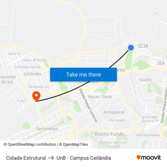 Marginal Estrutural | Passarela to UnB - Campus Ceilândia map