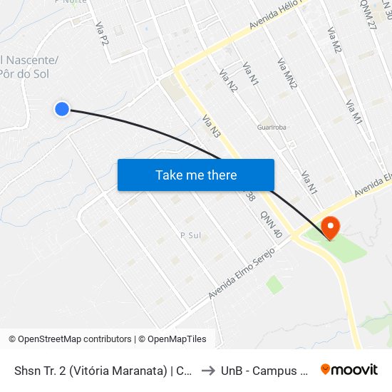 Shsn Tr. 2 (Vitória Maranata) | Ch. 128, Conj. G to UnB - Campus Ceilândia map