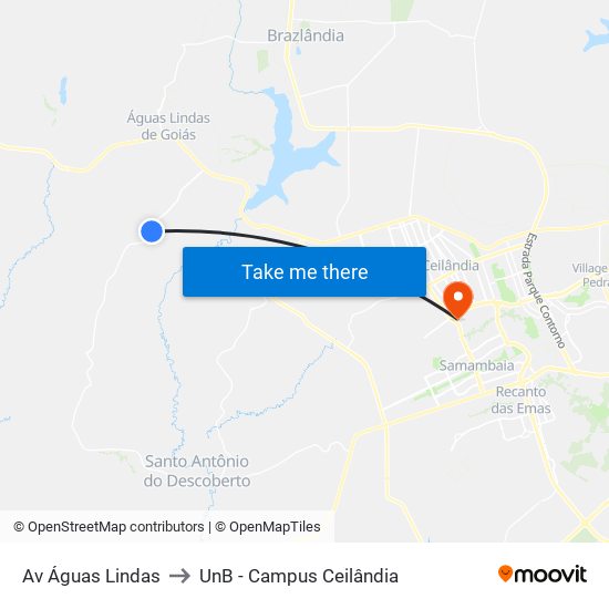 Av Águas Lindas to UnB - Campus Ceilândia map