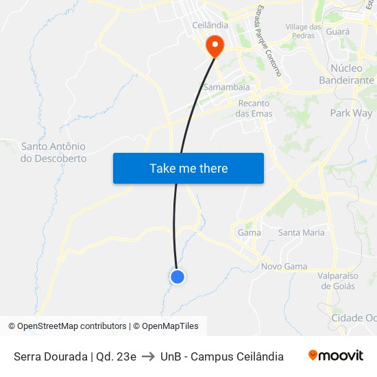 Serra Dourada | Qd. 23e to UnB - Campus Ceilândia map