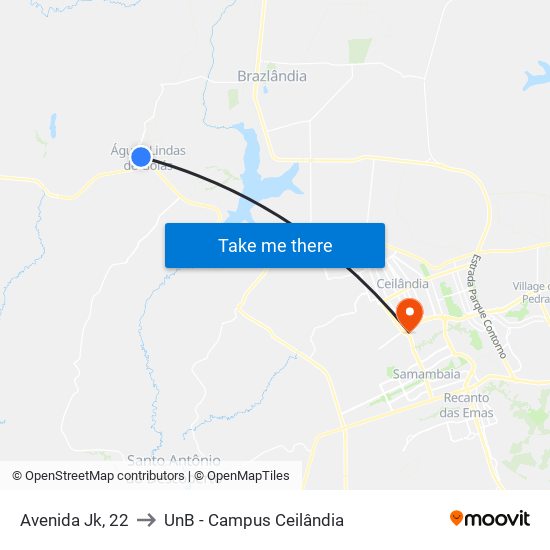 Avenida Jk, 22 to UnB - Campus Ceilândia map
