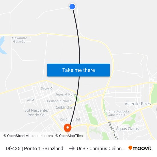 Df-435 | Ponto 1 «Brazlândia« to UnB - Campus Ceilândia map