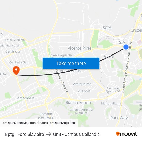 Eptg | Ford Slavieiro to UnB - Campus Ceilândia map