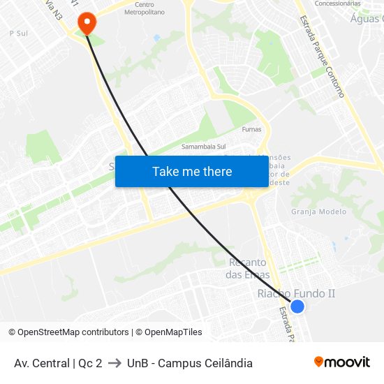 Av. Central | Qc 2 to UnB - Campus Ceilândia map