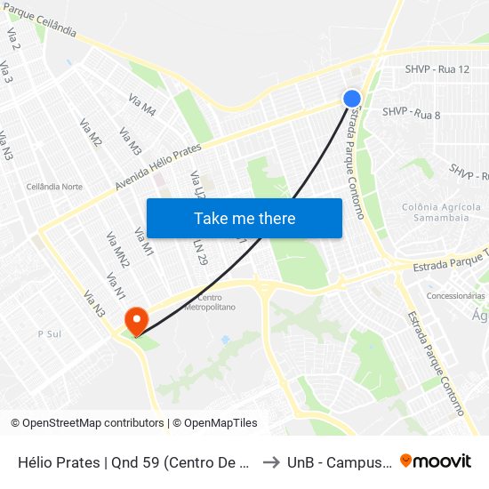 Hélio Prates | Qnd 59 (Centro De Treinamento Pm/Df) to UnB - Campus Ceilândia map