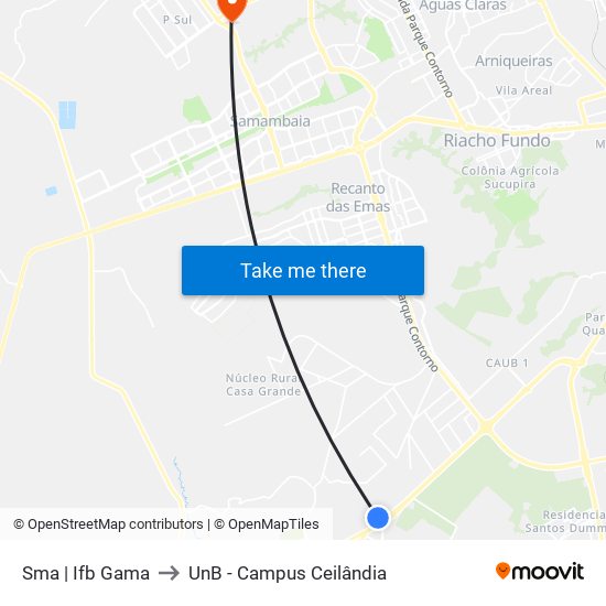Sma | Ifb Gama to UnB - Campus Ceilândia map