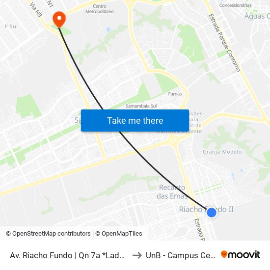 Av. Riacho Fundo | Qn 7a *Lado Oposto* to UnB - Campus Ceilândia map