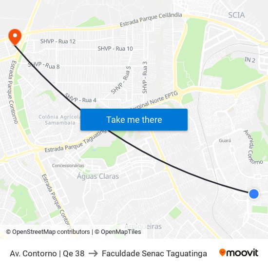 Av. Contorno | Qe 38 to Faculdade Senac Taguatinga map
