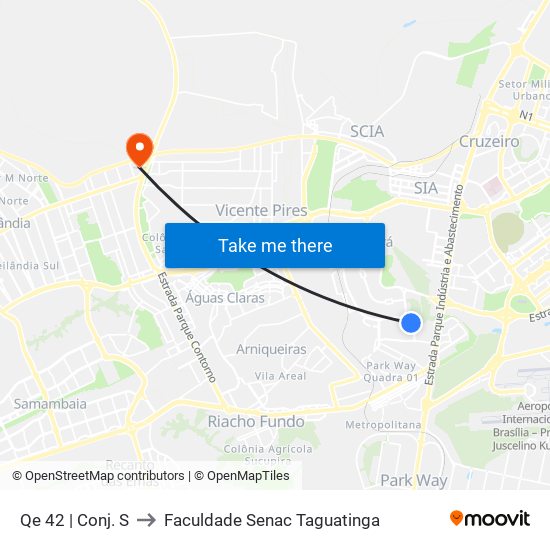 Qe 42 | Conj. S to Faculdade Senac Taguatinga map