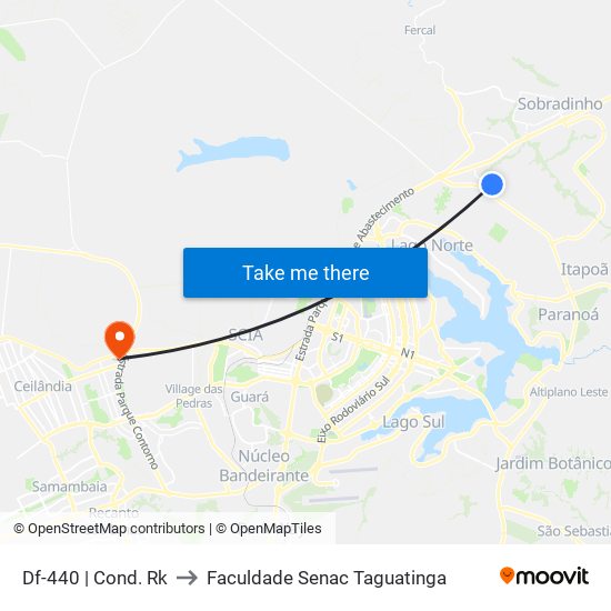 Df-440 | Cond. Rk to Faculdade Senac Taguatinga map