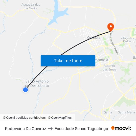Rodoviária Da Queiroz to Faculdade Senac Taguatinga map