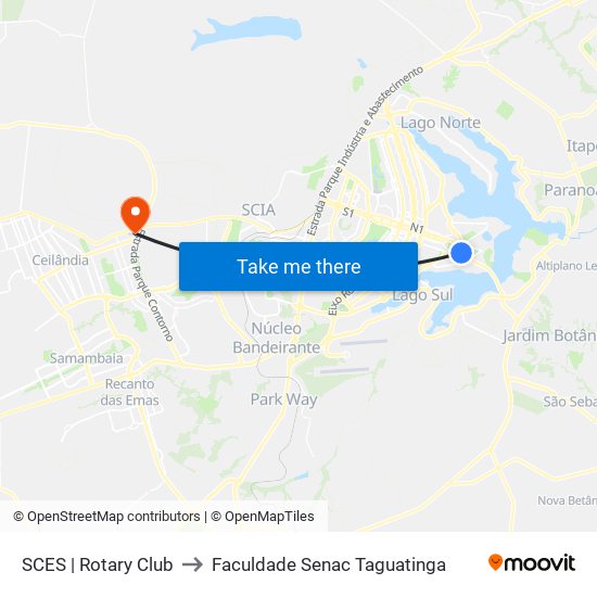 SCES | Rotary Club to Faculdade Senac Taguatinga map