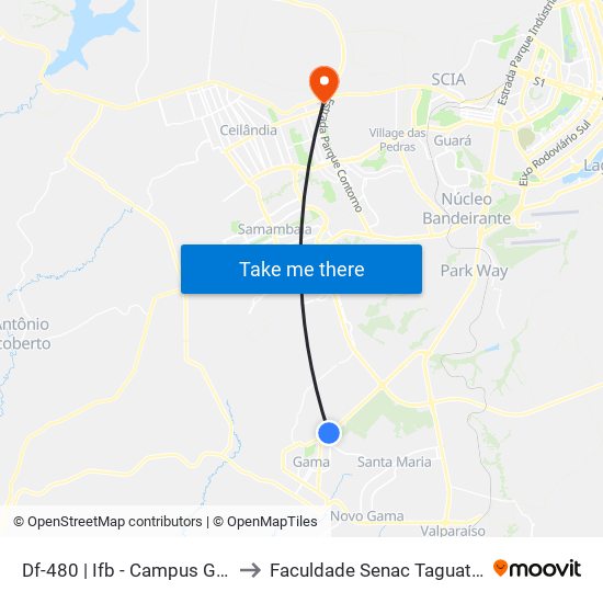 Df-480 | Ifb - Campus Gama to Faculdade Senac Taguatinga map