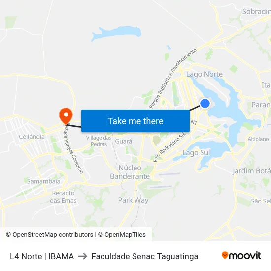 L4 Norte | IBAMA to Faculdade Senac Taguatinga map