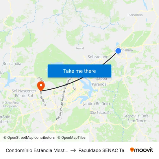 Condomínio Estância Mestre D'Armas to Faculdade SENAC Taguatinga map