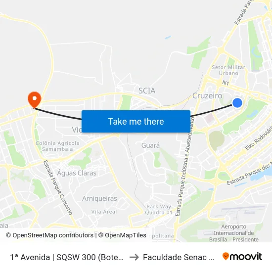 1ª Avenida | SQSW 300 (Boteco Caju Limão) to Faculdade Senac Taguatinga map