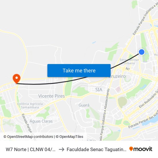 W7 Norte | CLNW 04/05 to Faculdade Senac Taguatinga map
